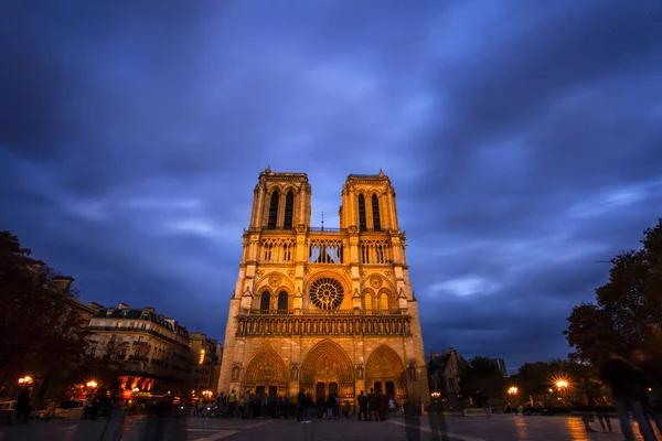 Notre Dame Éjjel Párizs Franciaország — Stock Fotó