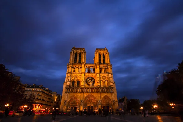 Notre Dame Por Noche París Francia —  Fotos de Stock