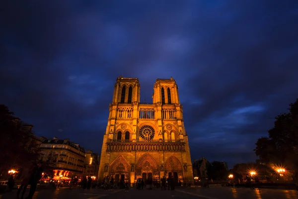 Notre Dame Notte Parigi Francia — Foto Stock