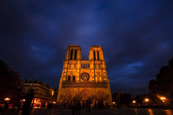 Notre Dame Por Noche París Francia —  Fotos de Stock