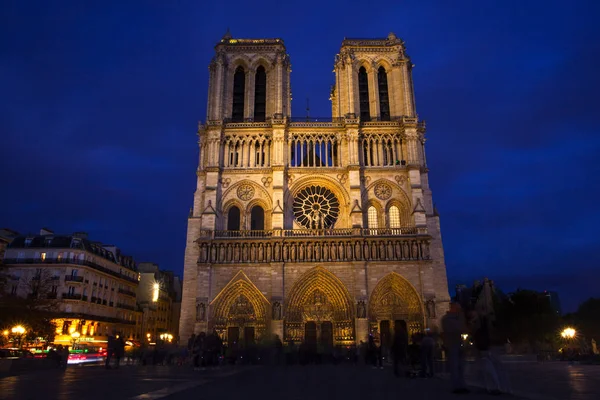 Notre Dame Por Noche París Francia — Foto de Stock