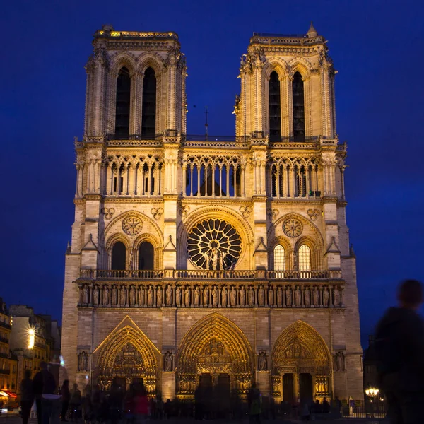 Notre Dame Nocy Paryż Francja — Zdjęcie stockowe