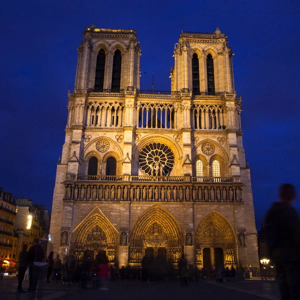 Notre Dame Por Noche París Francia — Foto de Stock