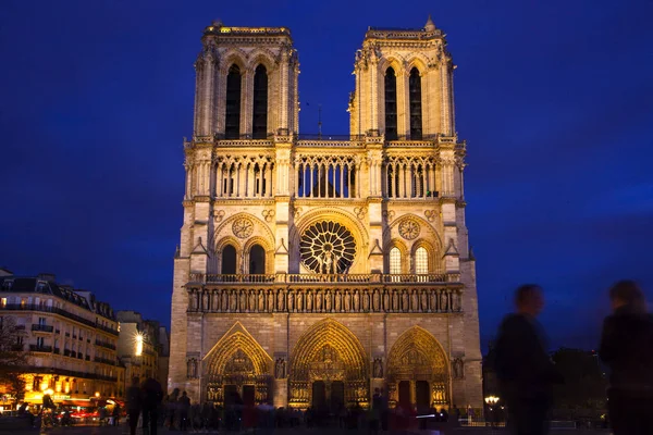 Notre Dame Nocy Paryż Francja — Zdjęcie stockowe