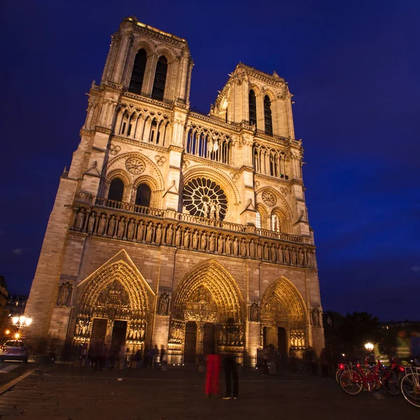 Notre Dame Por Noche París Francia —  Fotos de Stock