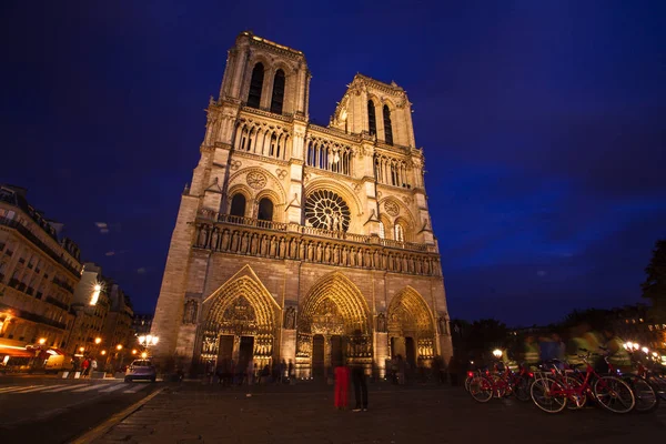 Notre Dame Gece Paris Fransa — Stok fotoğraf