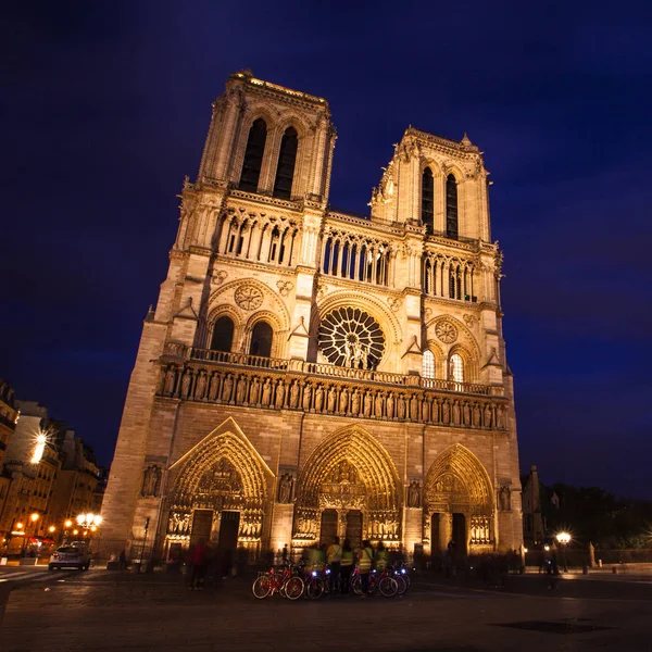 Notre Dame Por Noche París Francia —  Fotos de Stock