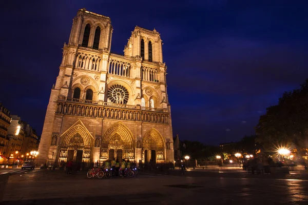 Notre Dame Éjjel Párizs Franciaország — Stock Fotó