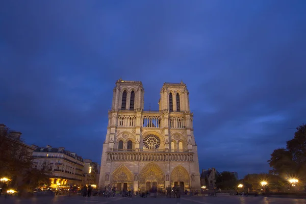 Notre Dame Éjjel Párizs Franciaország — Stock Fotó