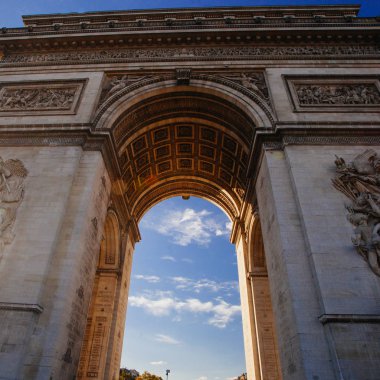 Arc de triomphe, Paris city at sunset clipart
