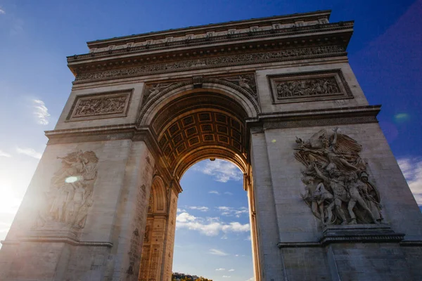 Arc Triomphe Paris Kota Saat Matahari Terbenam — Stok Foto