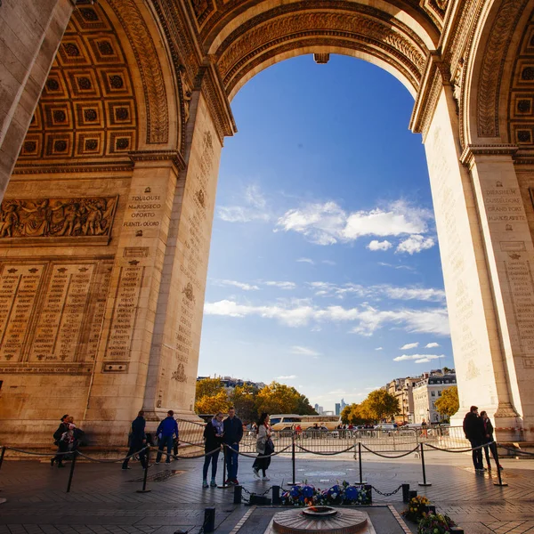 Paris Outubro 2016 Arco Triunfo Etoile Arco Triunfo Monumento Foi — Fotografia de Stock