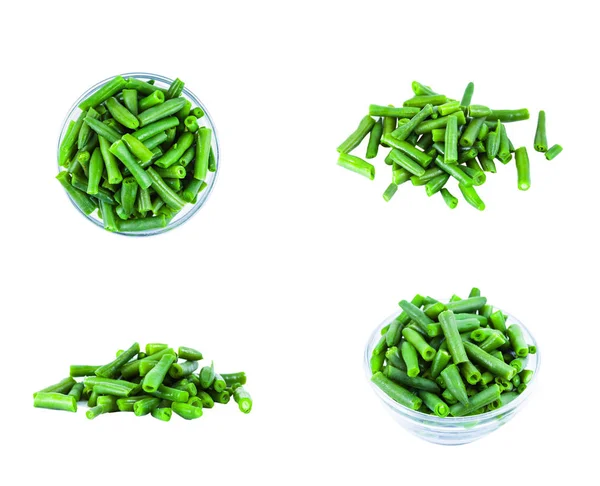 Zelené fazolky sada izolovaných na bílém pozadí — Stock fotografie