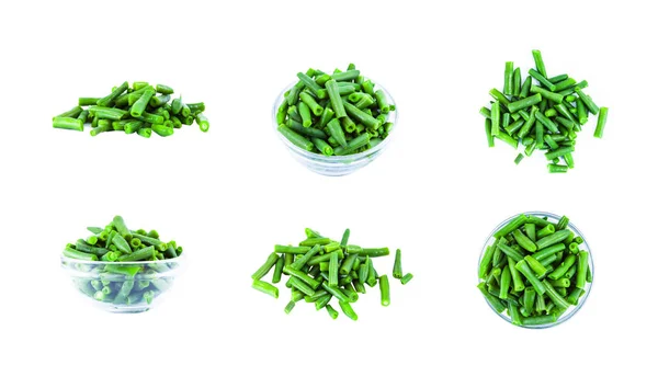 Zelené fazolky sada izolovaných na bílém pozadí — Stock fotografie