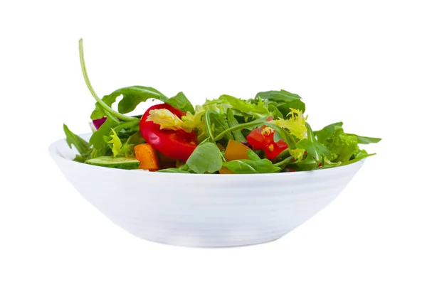 Vers fruit salade met plaat, geïsoleerd — Stockfoto