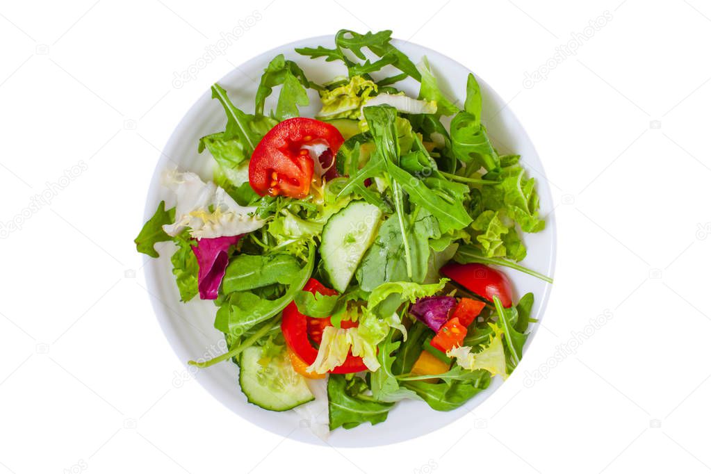 Fresh vegetable salad  in plate, isolated