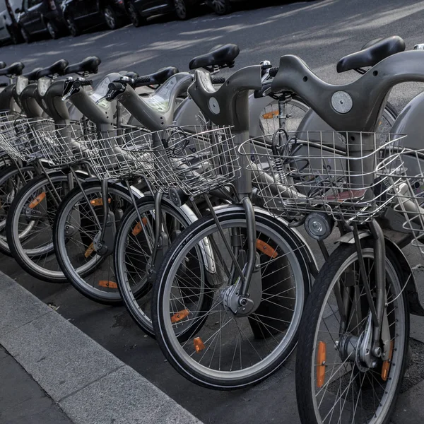 Париж Жовтня Ранні Велосипеди Системи Спільного Користування Велосипедами Velib Центрі — стокове фото