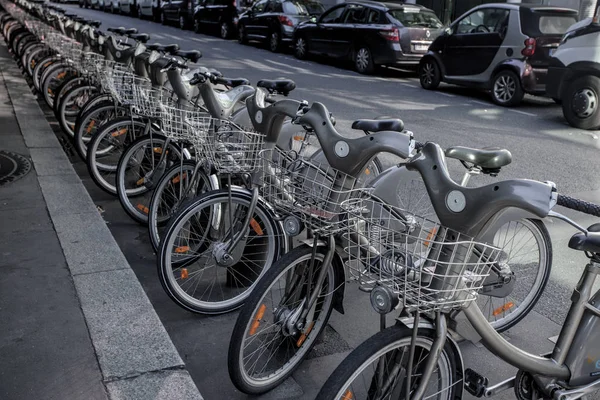 Paříž Října Půjčovna Kol Systému Sdílení Kol Velib Centru Paříže — Stock fotografie