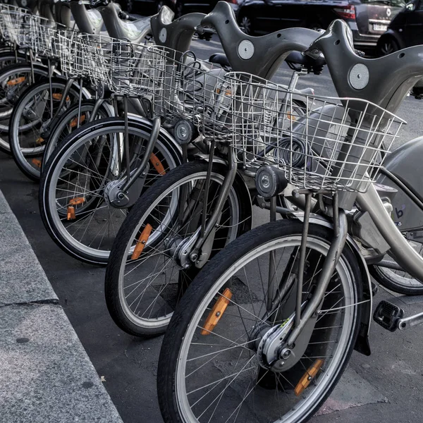 Paris Oktober Mietfahrräder Des Fahrradverleihsystems Velib Zentrum Von Paris France — Stockfoto