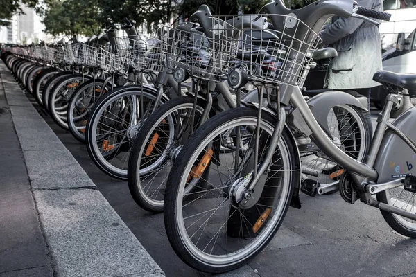 Paříž Října Půjčovna Kol Systému Sdílení Kol Velib Centru Paříže — Stock fotografie