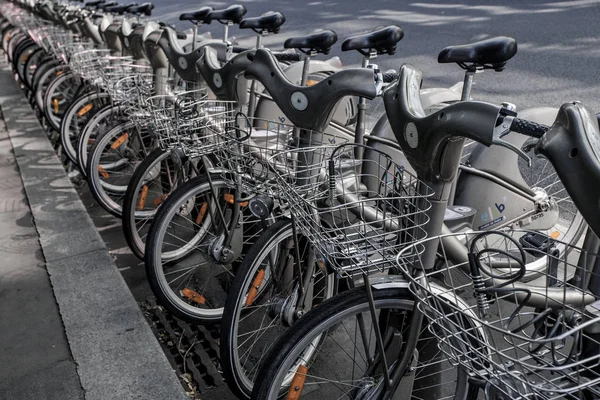 Paris Oktober Mietfahrräder Des Fahrradverleihsystems Velib Zentrum Von Paris France — Stockfoto