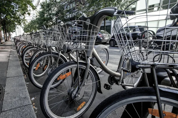 Paris Oktober Mietfahrräder Des Fahrradverleihsystems Velib Zentrum Von Paris France — Stockfoto