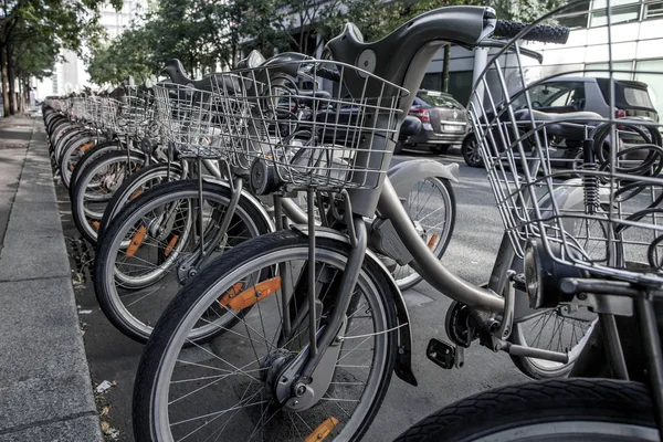 Paris Oktober Mietfahrräder Des Fahrradverleihsystems Velib Zentrum Von Paris France — Stockfoto