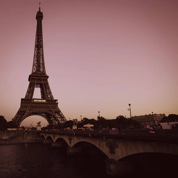 Torre Eiffel Partir Rio Sena Paris — Fotografia de Stock