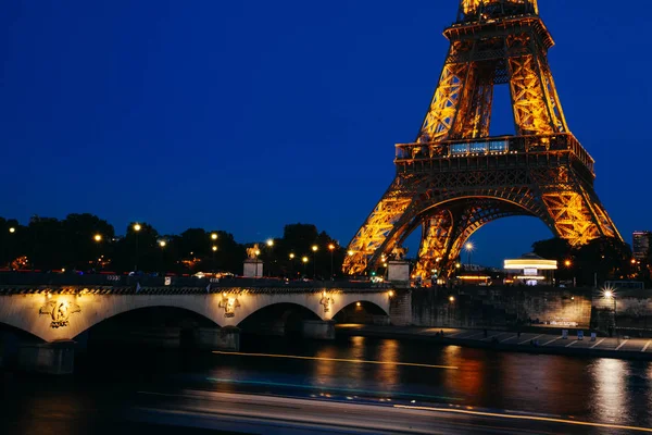 Parigi Ottobre Torre Eiffel Illuminazione Festiva Compleanno Aperta Marzo 1889 — Foto Stock