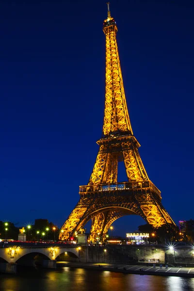 Paris Outubro Torre Eiffel Iluminação Festiva Para Aniversário Está Aberto — Fotografia de Stock