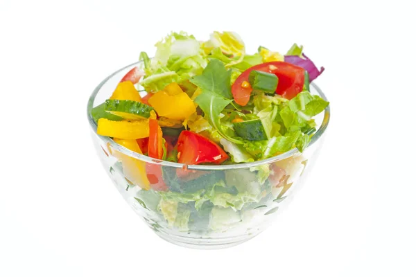 Salade Légumes Frais Sains Isolée Sur Fond Blanc — Photo