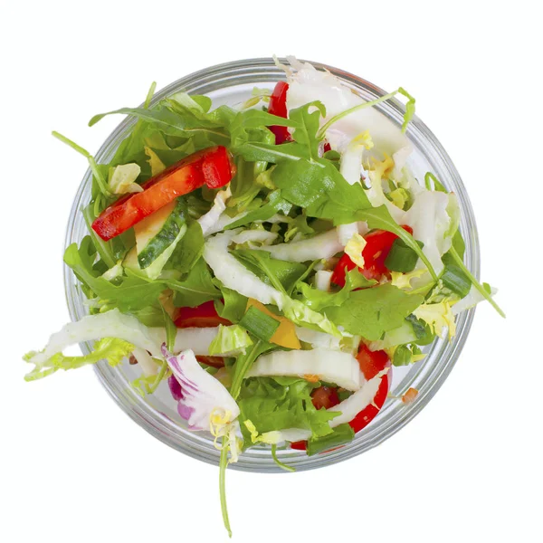 Salada Legumes Fresca Saudável Isolada Fundo Branco — Fotografia de Stock