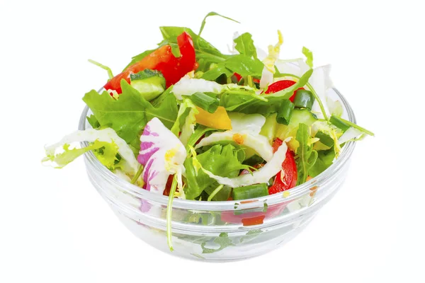 Färsk Hälsosam Grönsaks Sallad Isolerad Den Vita Bakgrunden — Stockfoto