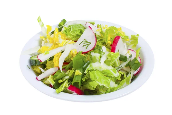 Färsk Hälsosam Grönsaks Sallad Isolerad Den Vita Bakgrunden — Stockfoto