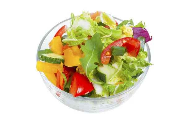 Beyaz Arka Planda Izole Taze Sağlıklı Sebze Salatası — Stok fotoğraf