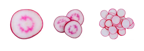 Sliced fresh red radish isolated on the white background — Stock Photo, Image