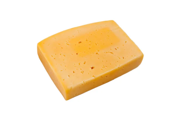 Een stuk gele kaas geïsoleerd op witte achtergrond — Stockfoto
