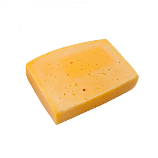 Кусок жёлтого сыра на белом фоне — стоковое фото