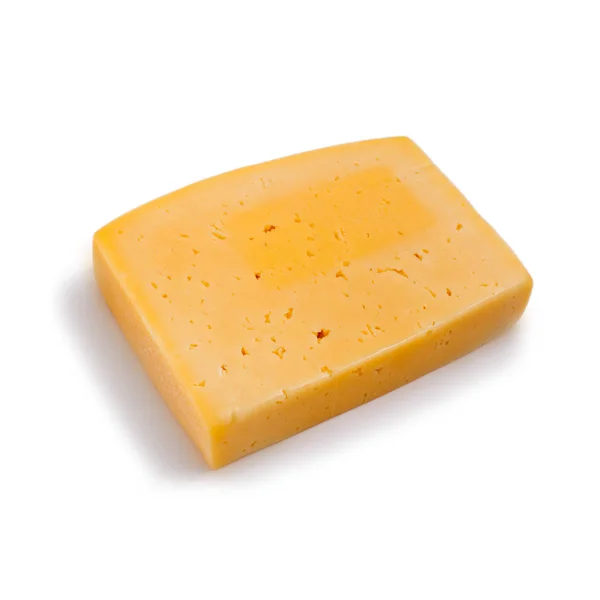 Un trozo de queso amarillo aislado sobre fondo blanco —  Fotos de Stock