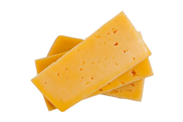 Кусок жёлтого сыра на белом фоне — стоковое фото