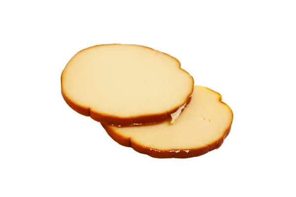 Спеціальний копчений сир ізольований на білому тлі — стокове фото