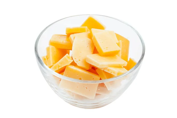 Rebanadas de queso en plato de vidrio —  Fotos de Stock