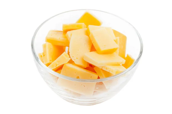 Rebanadas de queso en plato de vidrio —  Fotos de Stock