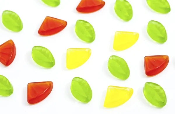 Różne Kolorowe Owoce Galaretki Cukierki Białym Tle — Zdjęcie stockowe