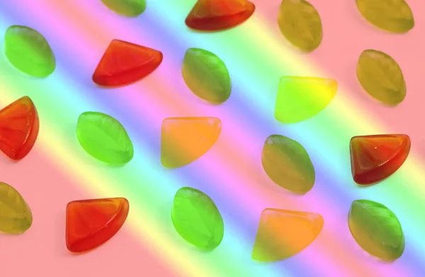 Verschiedene Bunte Fruchtgelee Bonbons Isoliert — Stockfoto