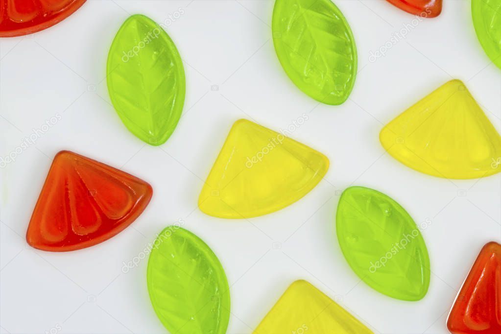 Assorted colorful fruit  jelly candy isolated