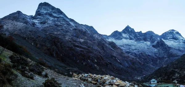 View of the mountains in Everest area before the sunrise time