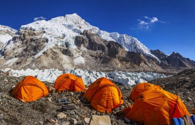 Everest ana kampı, Nepal, 20 Ekim 2018 - Mount hiç görünümünden