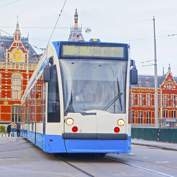 Arrêt Tram Près Station Centraal Amsterdam Centraal Est Grande Gare — Photo