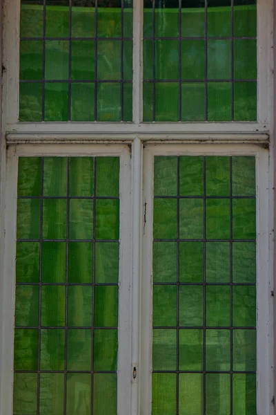 Fenêtre Verre Vert Bruges — Photo